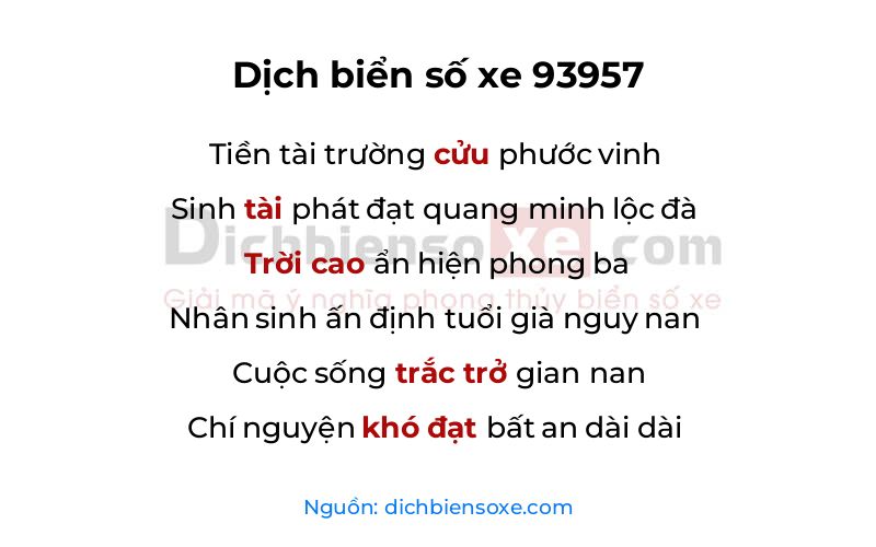 Dịch thơ biển số 93957