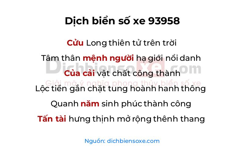Dịch thơ biển số 93958