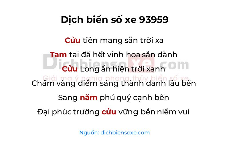 Dịch thơ biển số 93959