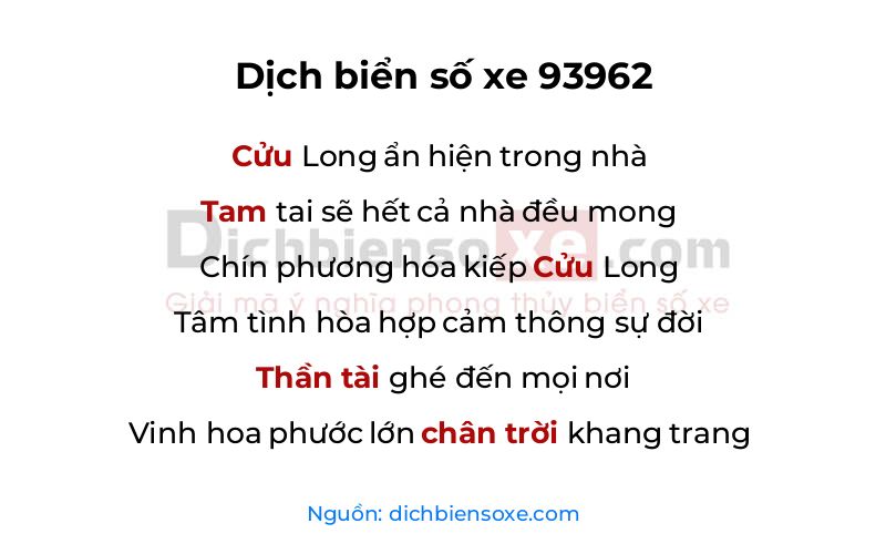 Dịch thơ biển số 93962