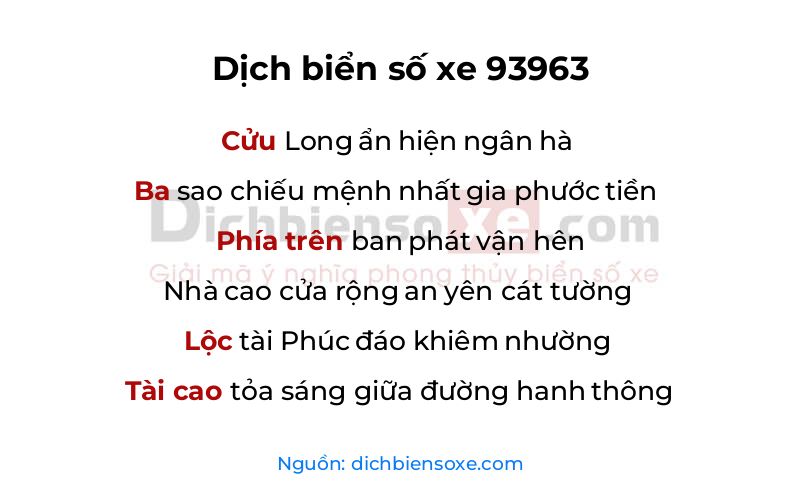 Dịch thơ biển số 93963