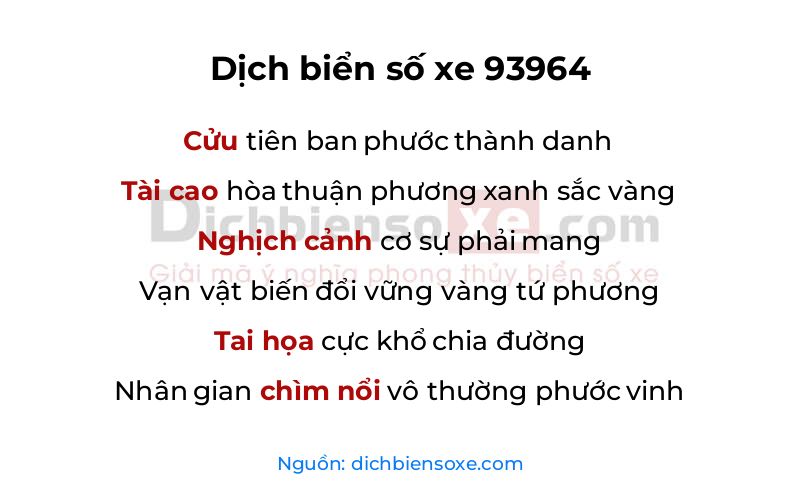 Dịch thơ biển số 93964