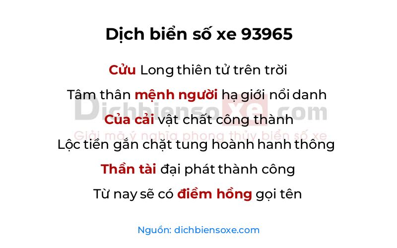 Dịch thơ biển số 93965