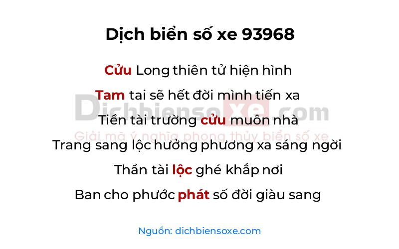 Dịch thơ biển số 93968