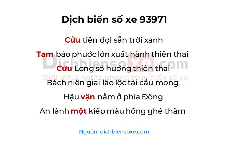Dịch thơ biển số 93971