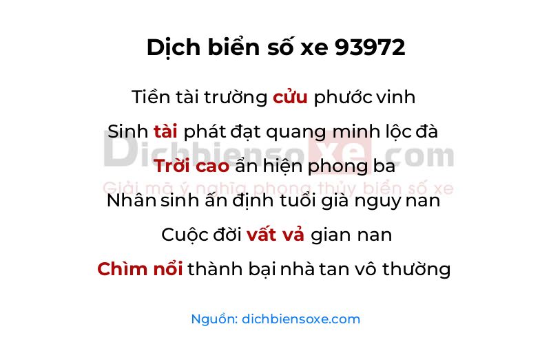 Dịch thơ biển số 93972