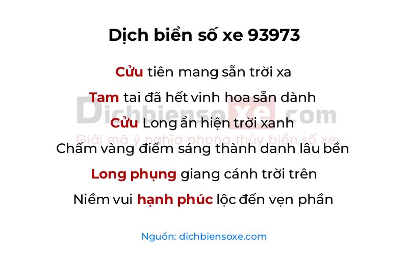 Dịch thơ biển số 93973