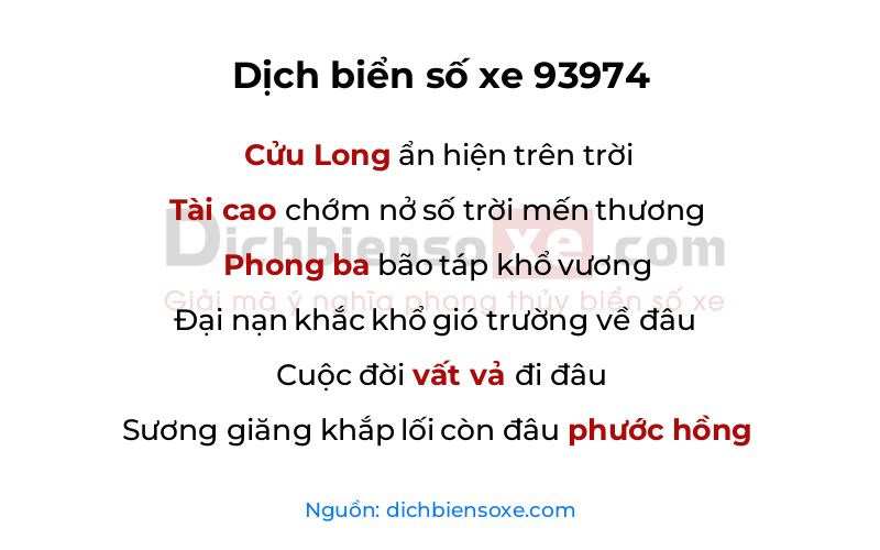 Dịch thơ biển số 93974