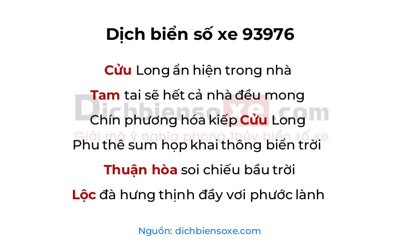 Dịch thơ biển số 93976