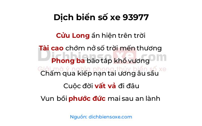 Dịch thơ biển số 93977