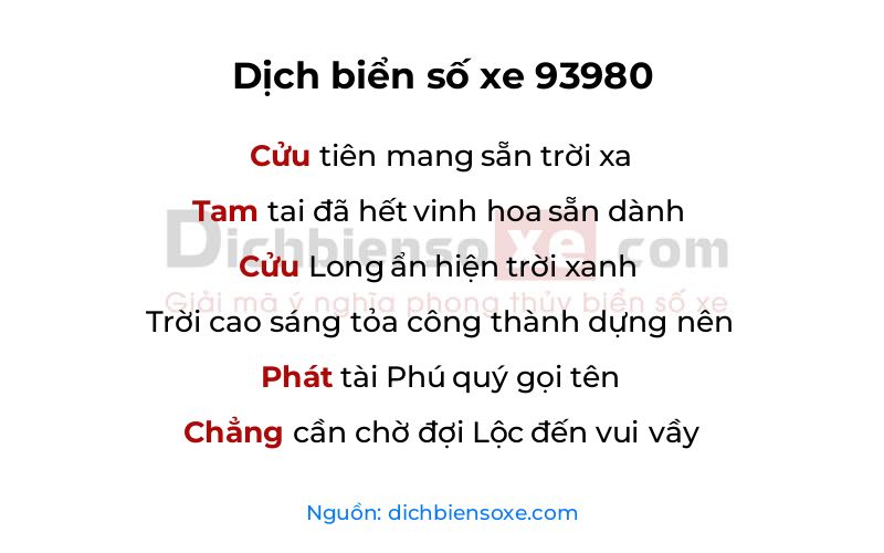 Dịch thơ biển số 93980