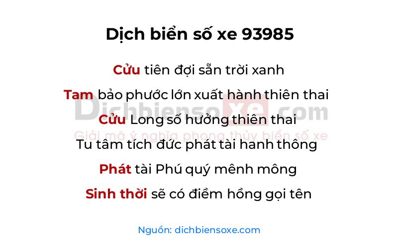 Dịch thơ biển số 93985
