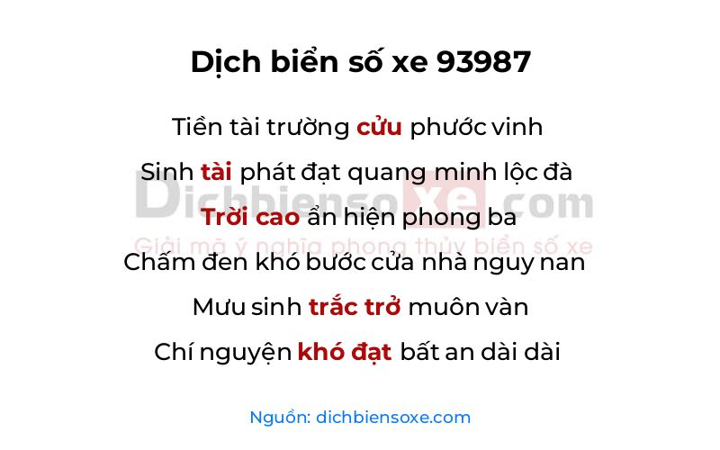 Dịch thơ biển số 93987