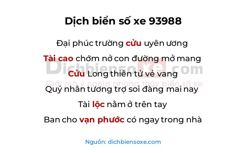 Dịch thơ biển số 93988