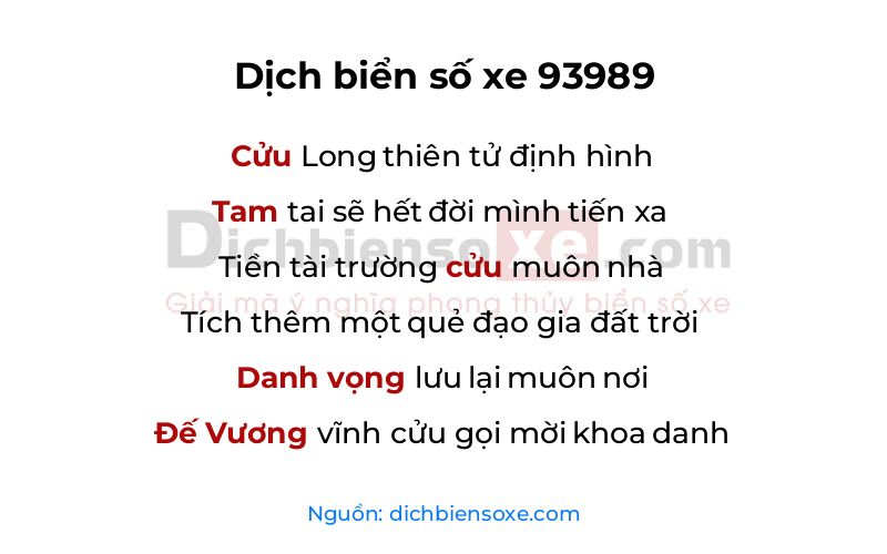 Dịch thơ biển số 93989