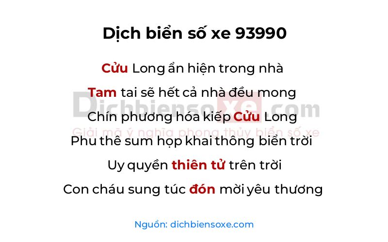 Dịch thơ biển số 93990