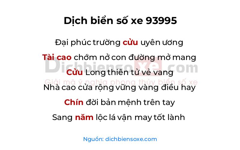 Dịch thơ biển số 93995
