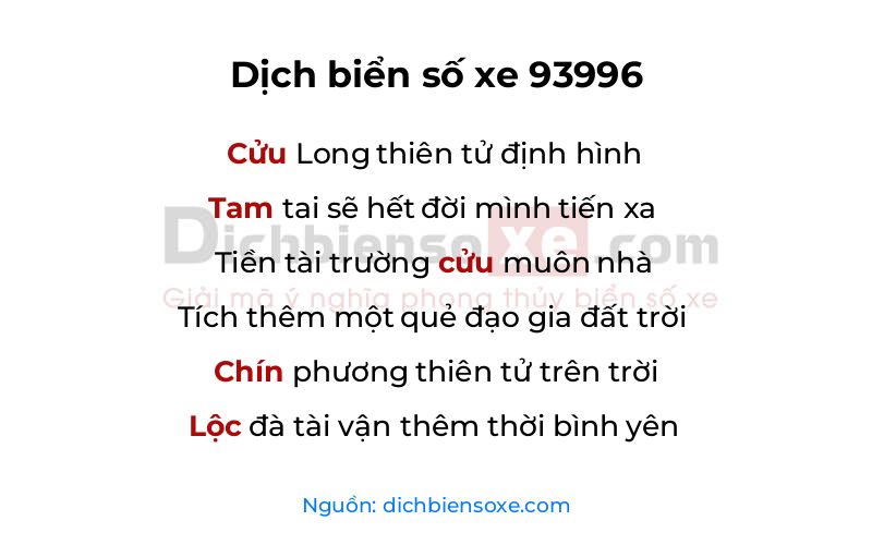 Dịch thơ biển số 93996