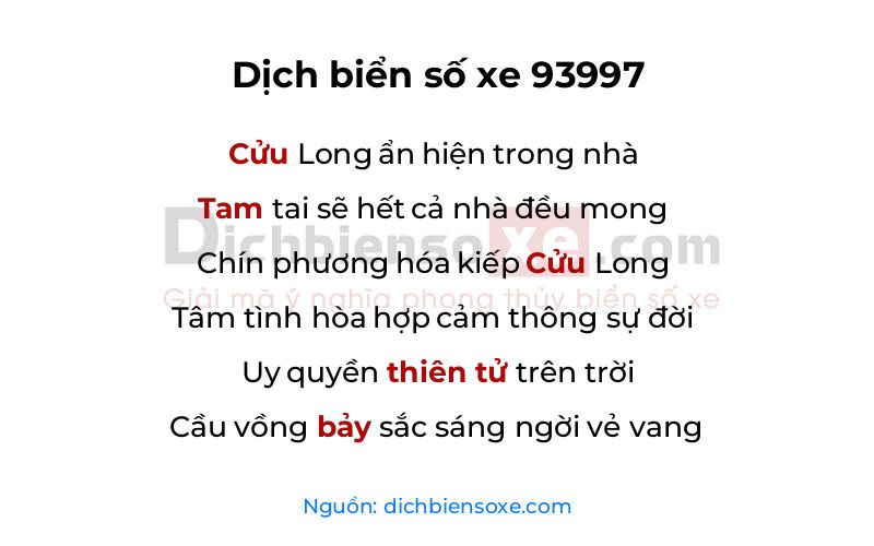 Dịch thơ biển số 93997