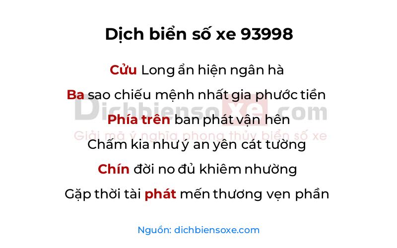 Dịch thơ biển số 93998