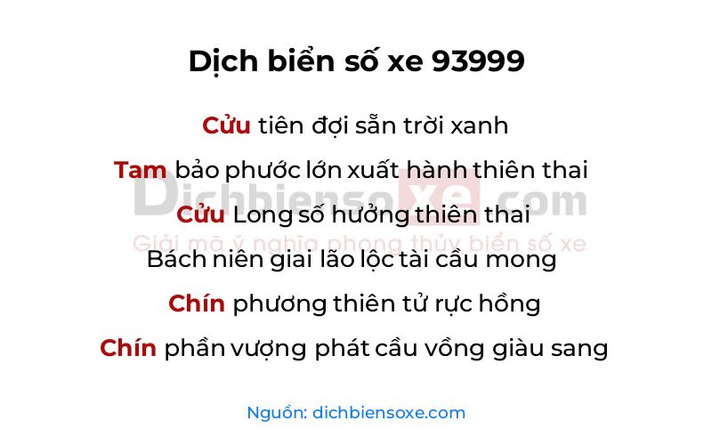 Dịch thơ biển số 93999