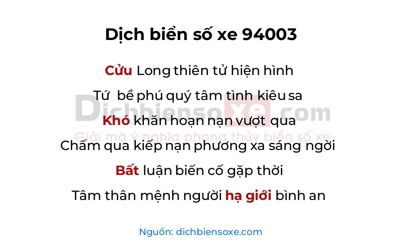 Dịch thơ biển số 94003