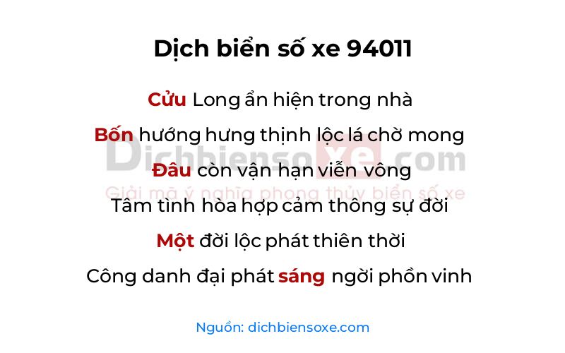 Dịch thơ biển số 94011