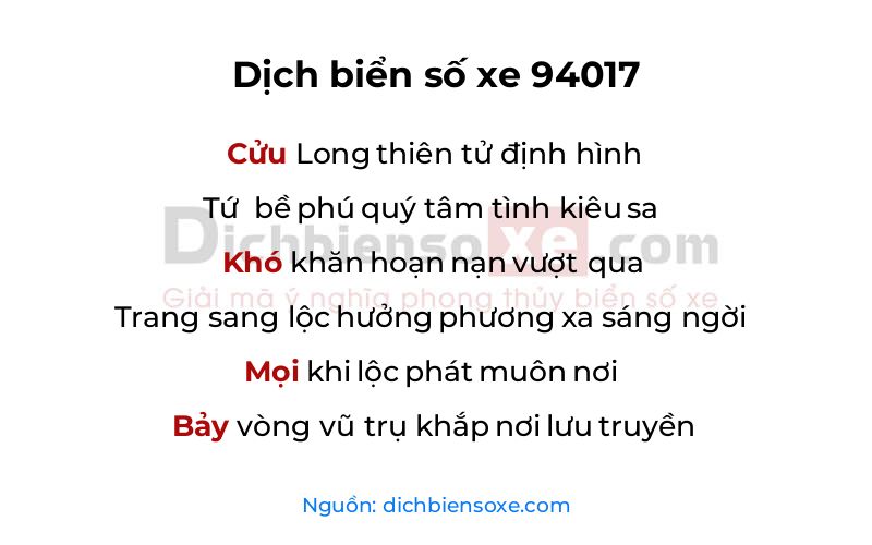 Dịch thơ biển số 94017