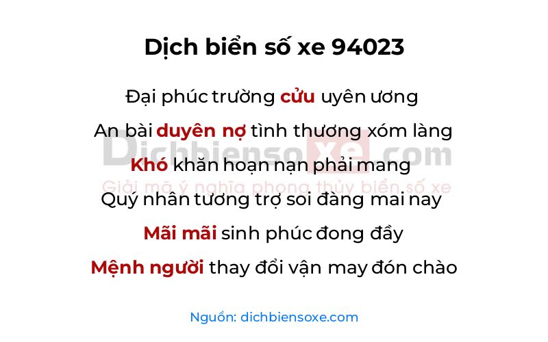 Dịch thơ biển số 94023