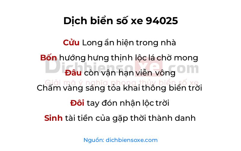 Dịch thơ biển số 94025