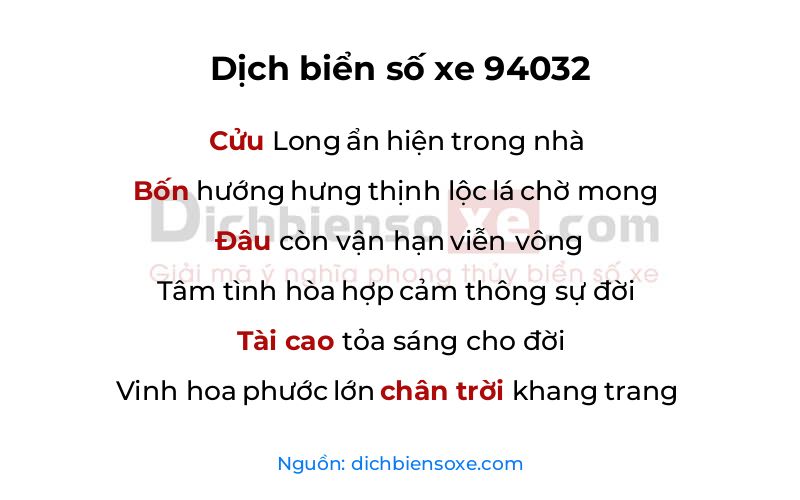 Dịch thơ biển số 94032