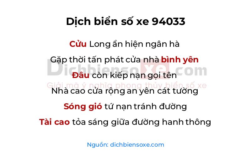 Dịch thơ biển số 94033
