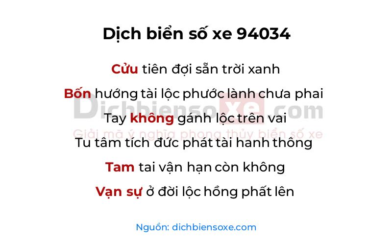 Dịch thơ biển số 94034
