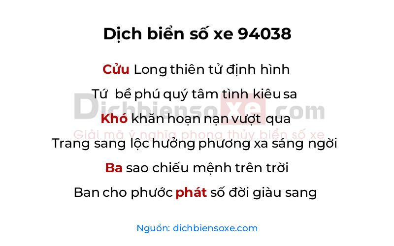 Dịch thơ biển số 94038