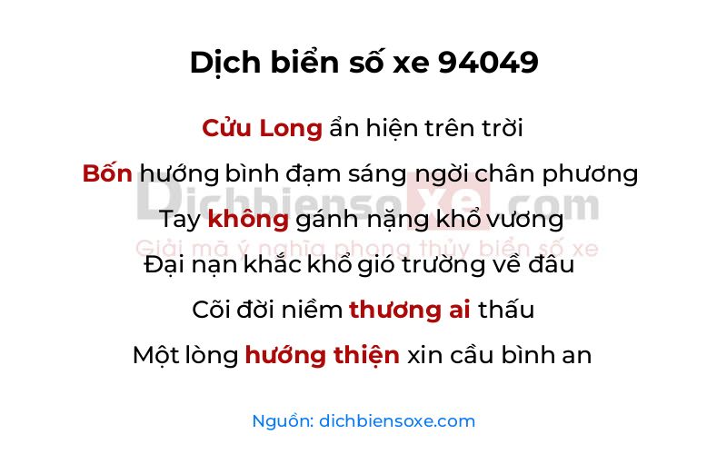Dịch thơ biển số 94049