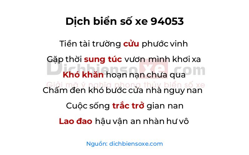 Dịch thơ biển số 94053