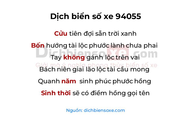 Dịch thơ biển số 94055