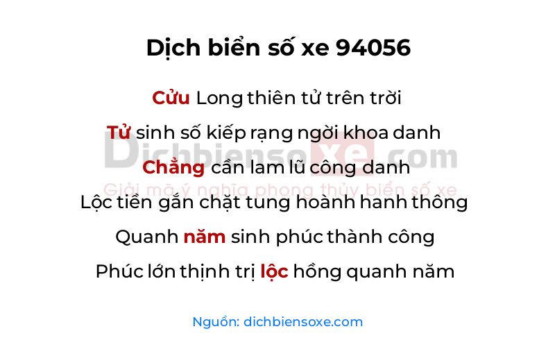 Dịch thơ biển số 94056