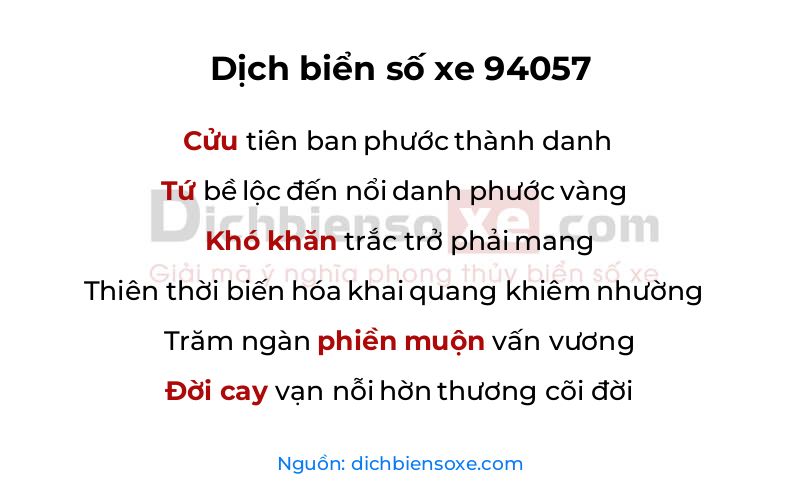 Dịch thơ biển số 94057