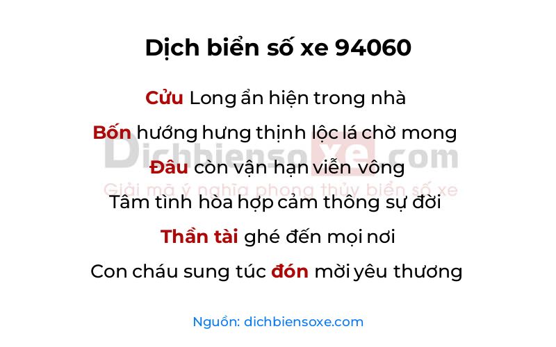 Dịch thơ biển số 94060