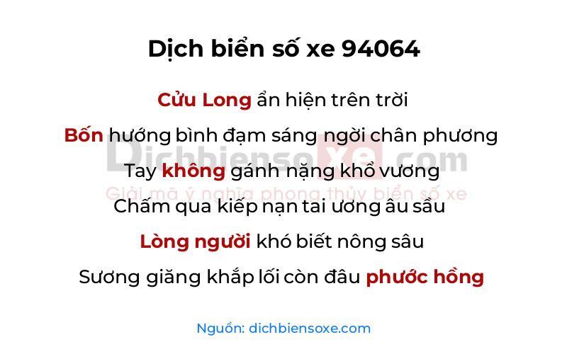 Dịch thơ biển số 94064