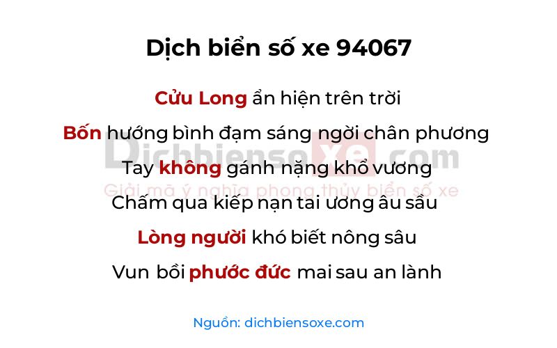 Dịch thơ biển số 94067