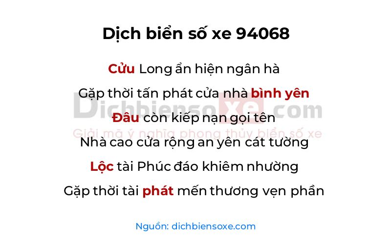 Dịch thơ biển số 94068