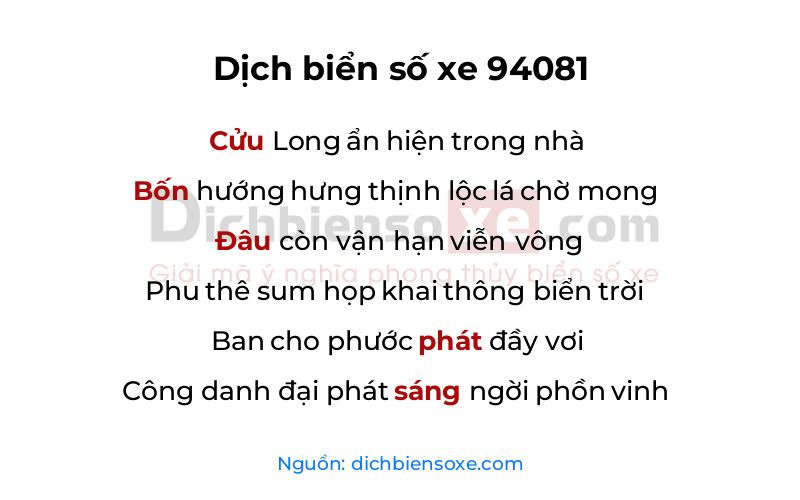 Dịch thơ biển số 94081