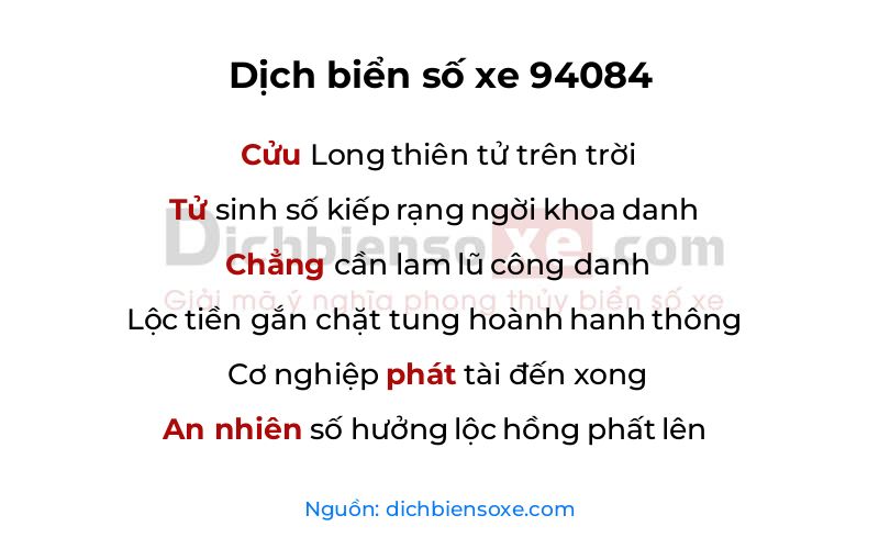 Dịch thơ biển số 94084