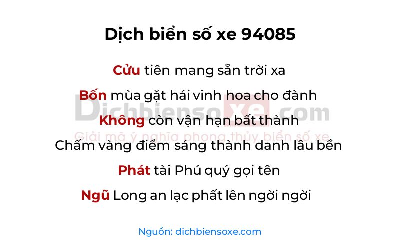 Dịch thơ biển số 94085