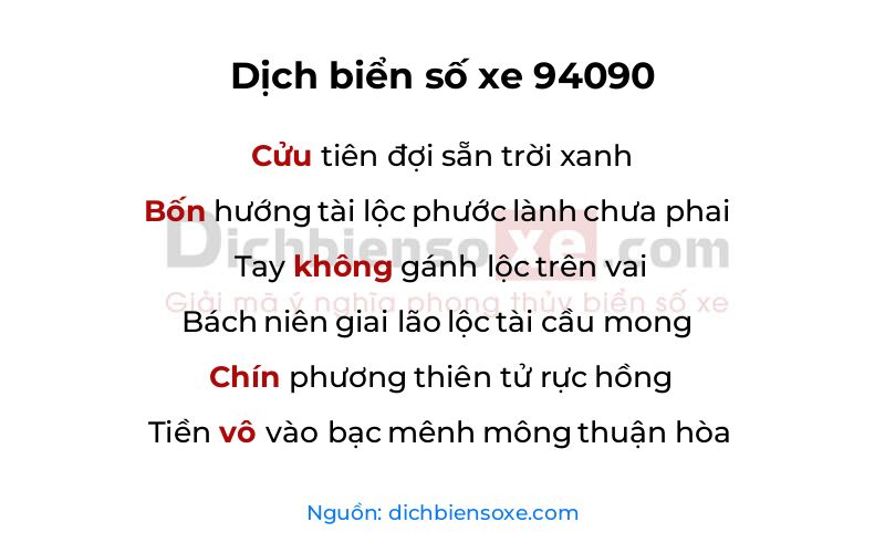 Dịch thơ biển số 94090