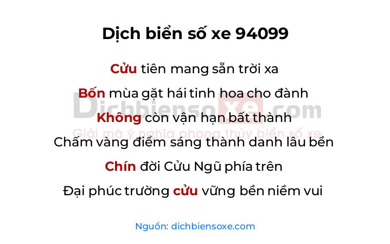 Dịch thơ biển số 94099