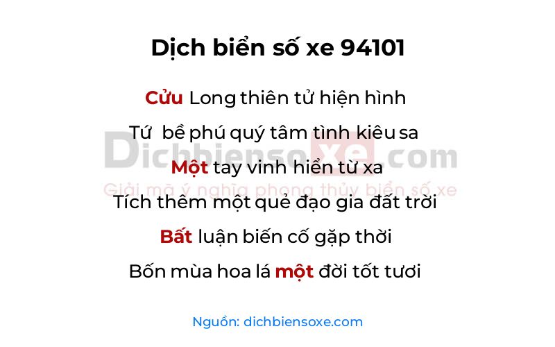 Dịch thơ biển số 94101