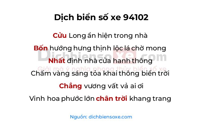 Dịch thơ biển số 94102